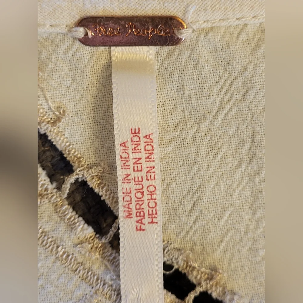 Free People Medium Cream/Ecru Lace Tie Front Blouse - Picture 10 of 10